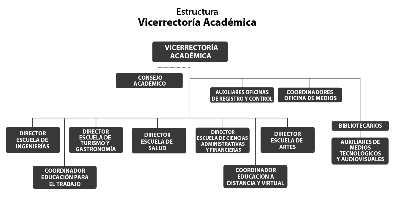 Organigrama por áreas Vicerrectoría Académica